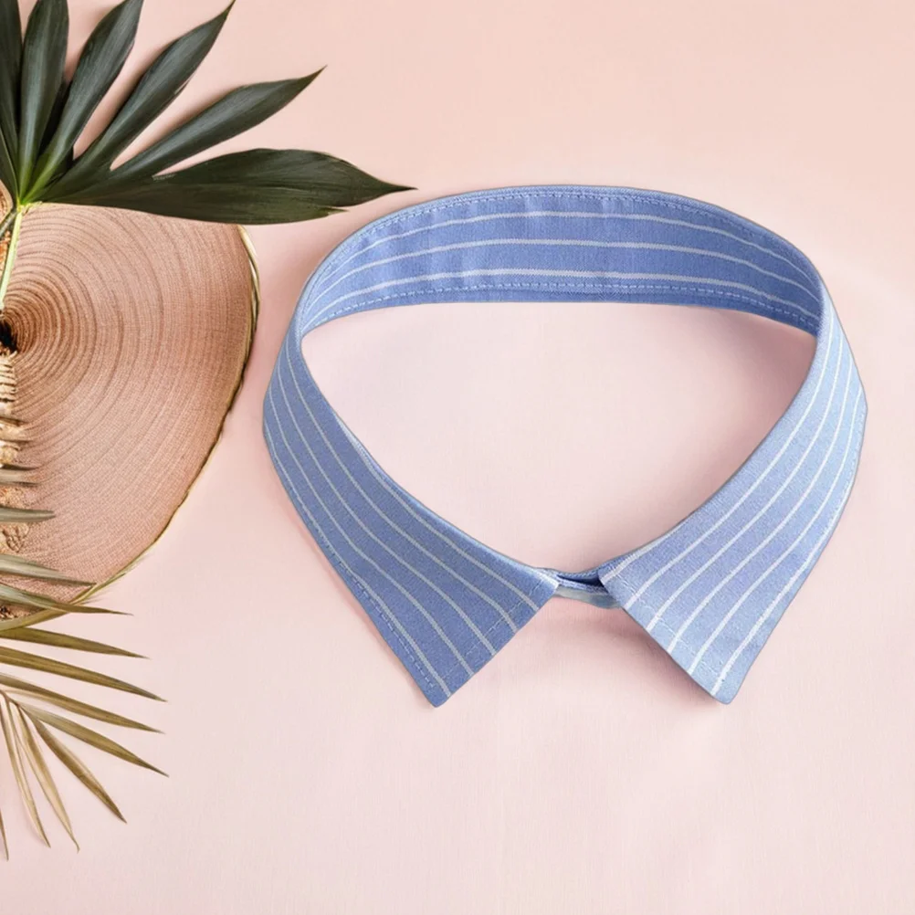 Set di Colletto e Polsini Staccabili a Righe per Uomo e Donna, Finta Camicia, Mezza Blusa per Ufficio e Feste