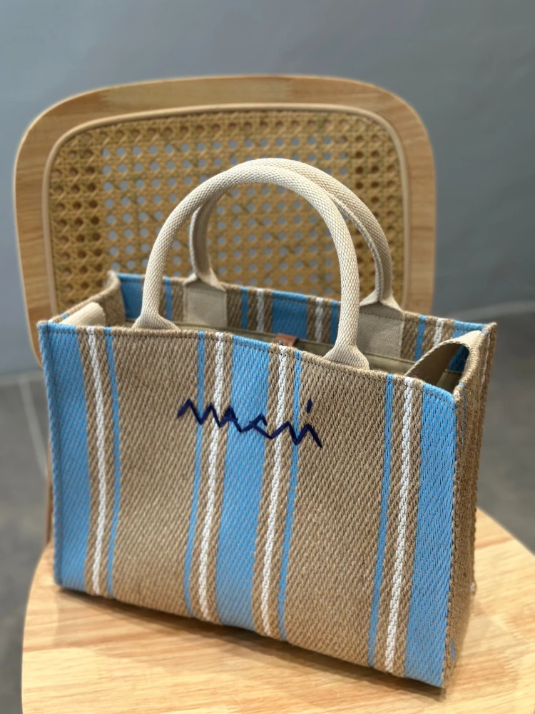 

Luxury Tote Bag Woman Famous Brands High Quality Linen Woven Striped Shoulder Bag Large Capacity Minimalist Casual Female Bags