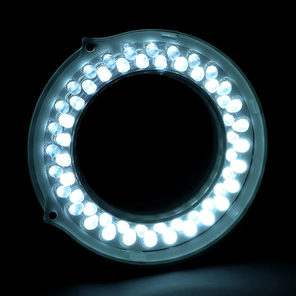 Biały mikroskop lampa pierścieniowa LED iluminator czarny regulowana lampa koło LED światło dla mikroskopu Trinocular Stereo Zoom