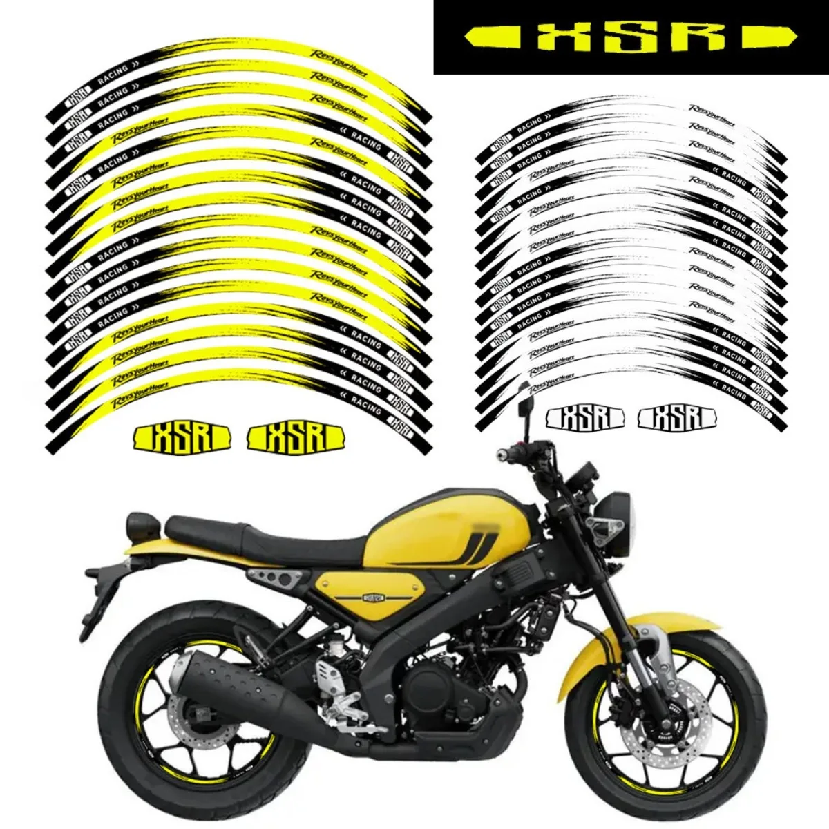 For Yamaha XSR 125 155 700 900 Motorcycle Reflective Wheel Hub Stickers Tyre Rim Stripe Tape Motor Bike Accessories Decals