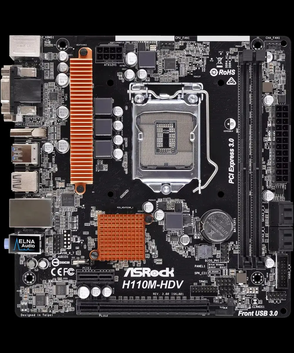 ASROCK H110M-HDV R3.0 Motherboard Intel H110 DDR4 32GB LGA 1151 Micro ATX support i7-6700 i5-6500 i3-6300 i5-7400 CPU