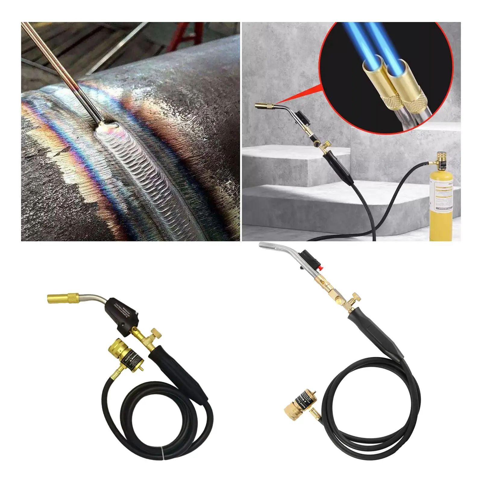 Propane Torch Soldering 1.5M Hose Welding Torch Plumbing with Regulating Valves Barbecue Brazing Cooking Ignition Welding Gun