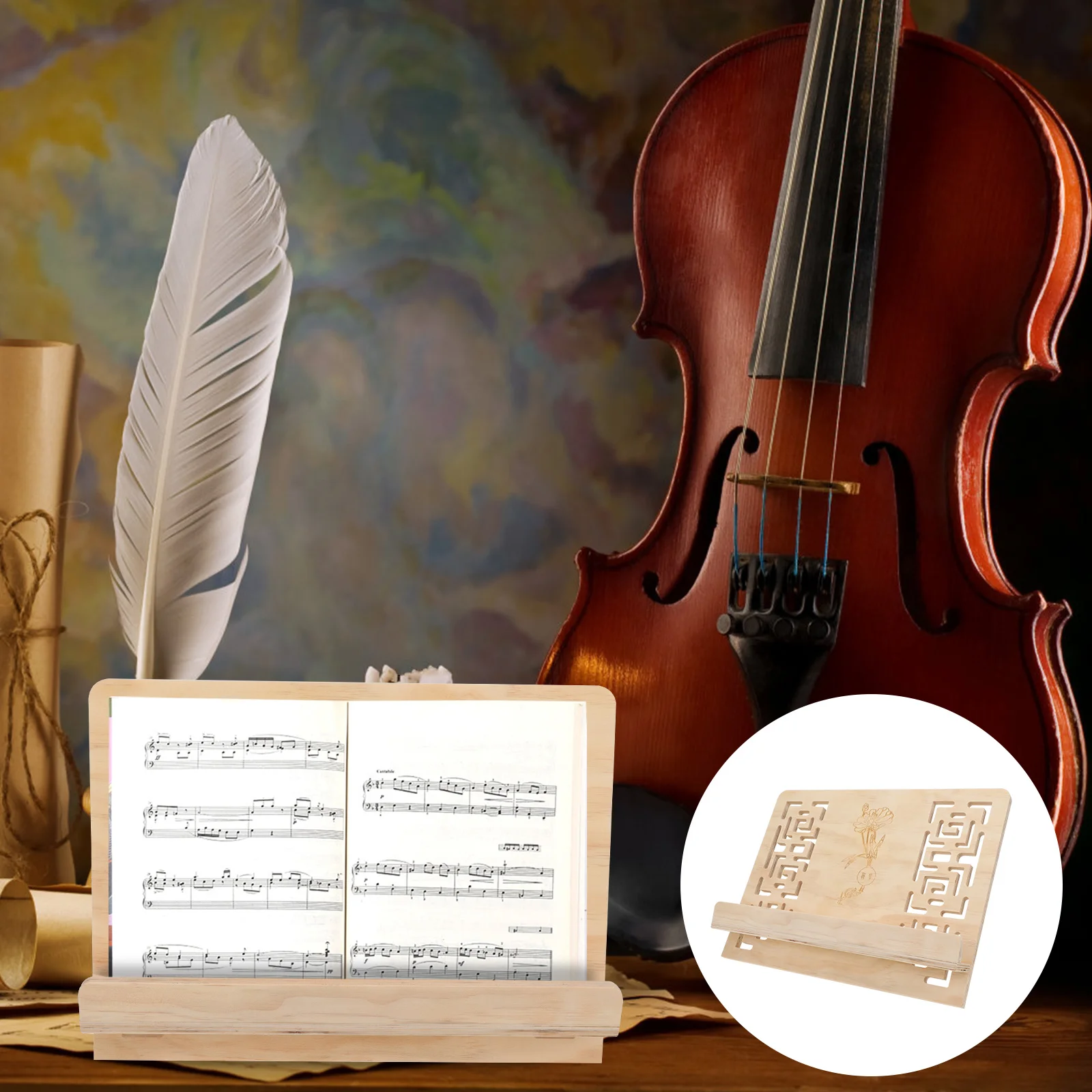 

Pine Wood Reading Rack Wooden Music Stand Portable Book Holder Detachable Kids