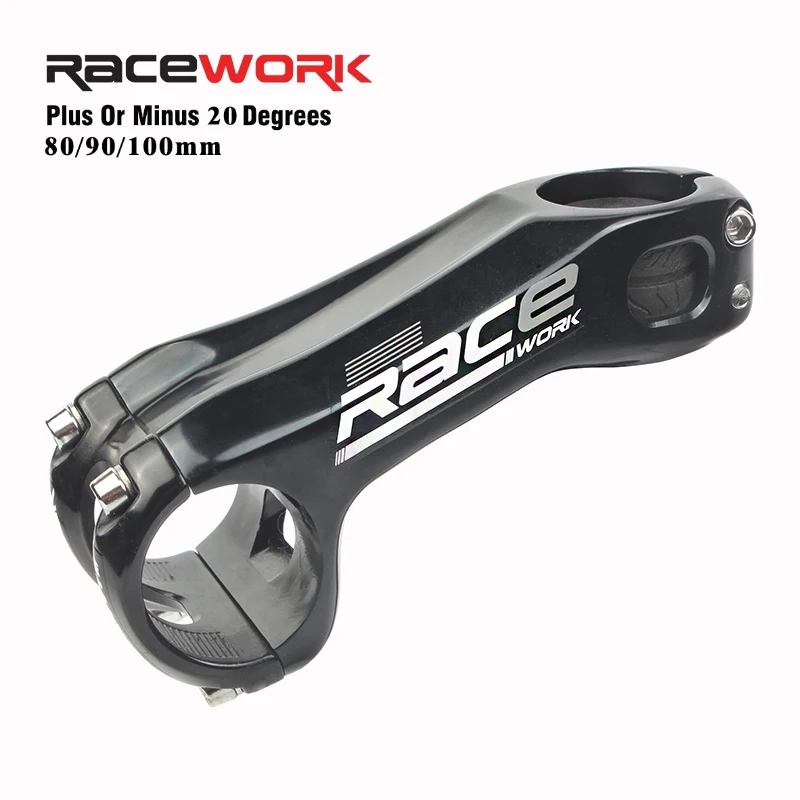 RACEWORK Mtb Stem 20 Degree Power Mountain Bike Negative Table Handlebar Bicycle Bridge 80 90 100mm Stem Pipe Cycling Power Rod