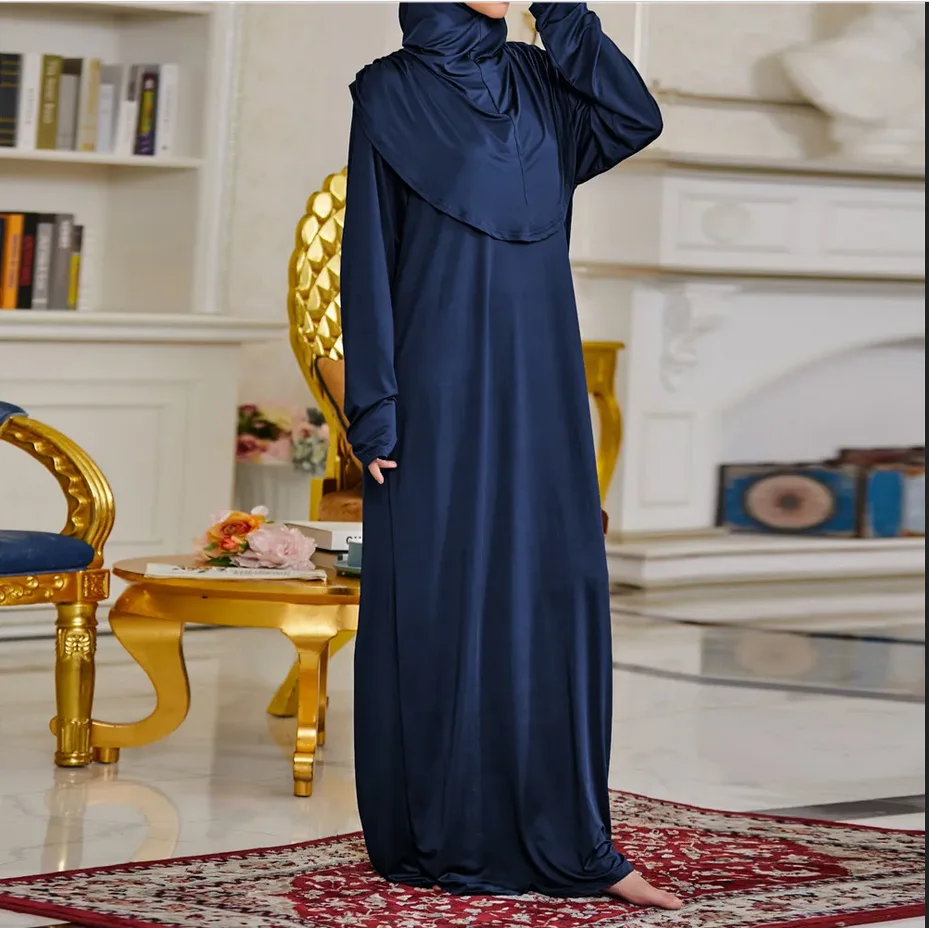 

Robes One Piece Abaya Muslim Women Prayer Garment Hijab Dresses Arabic Robe Overhead Kaftan Khimar Eid Ramadan Islamic Clothing