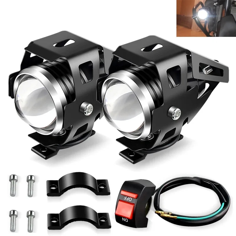 125W Motorcycle Headlight Moto Fog Lights 3000LM Motorbike Spotlight U5 LED Moto Driving Car Fog Spot Head Light Lamp DRL