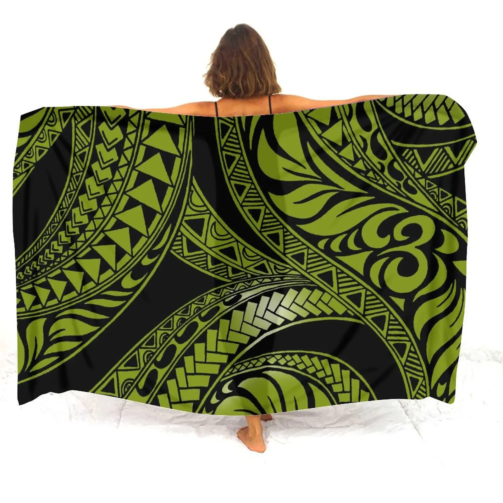 Tribal People Polynesian Women Summer One-Piece Sasarong Custom Sexy Bikini Cover Coat Seaside Style Windproof Drape