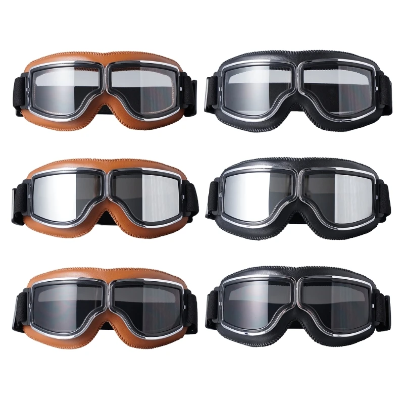 Q39F Motorcycle Goggles Vintage Scooters Goggle ATV Anti-Scratch Dustproof Windproof