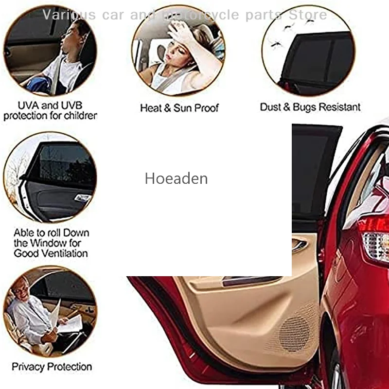

4 шт. автомобильные шторы, эластичные сетчатые солнцезащитные шторы для передних и задних боковых окон для теплового блока, защита от ультрафиолета