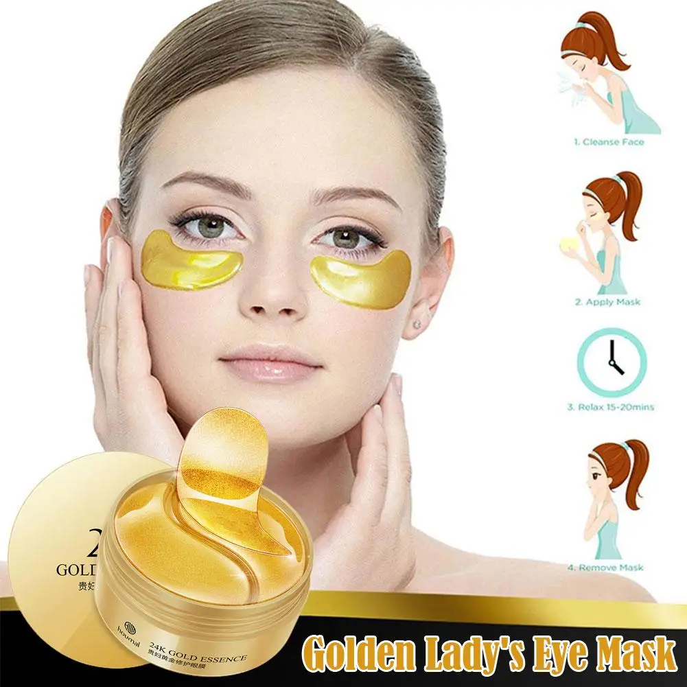 60pcs Gold Collagen Eye Mask Anti Sleep Crystal Eye Patch Moisturizing Fade Fine Lines Dark Circles Remover Eye Mask Eye Care