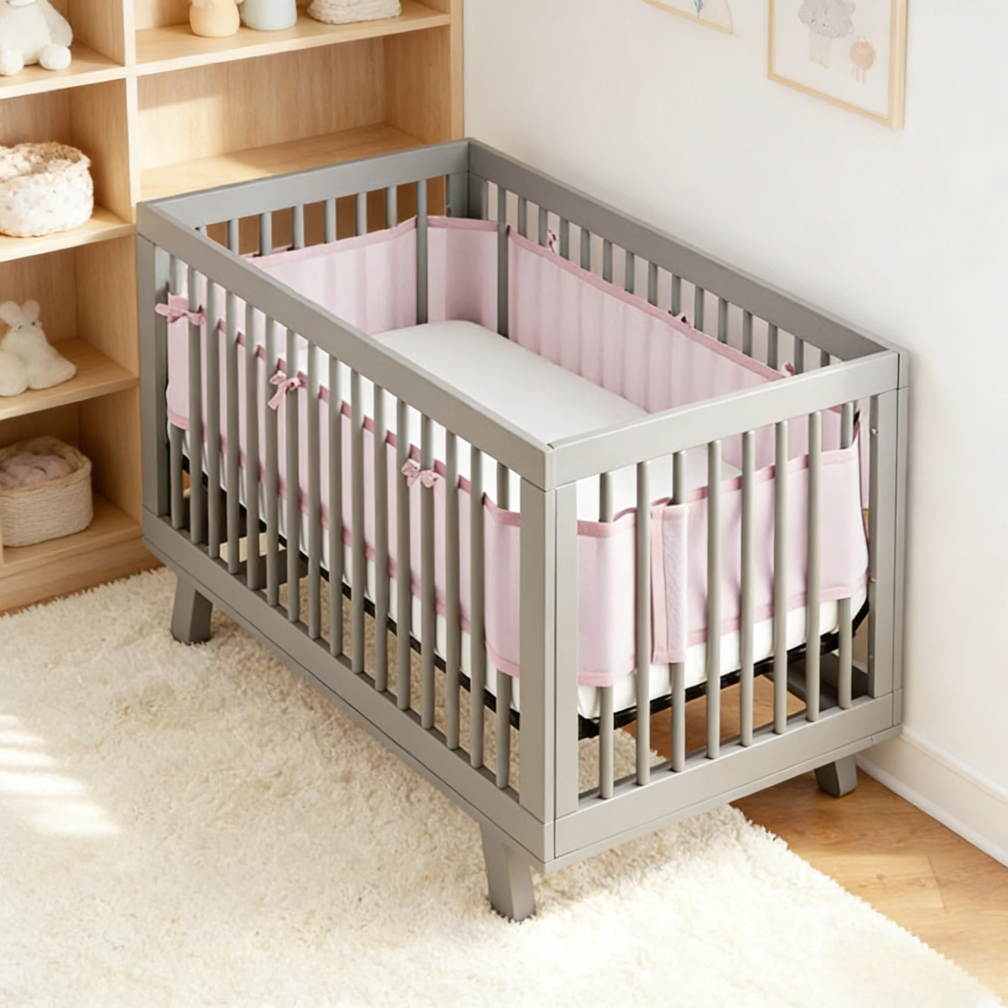 

2026 1pc Multi Color Breathable Mesh Baby Bed Liner Guardrail Protective Padding For 4 Panel Crib Safety Use bedding sets