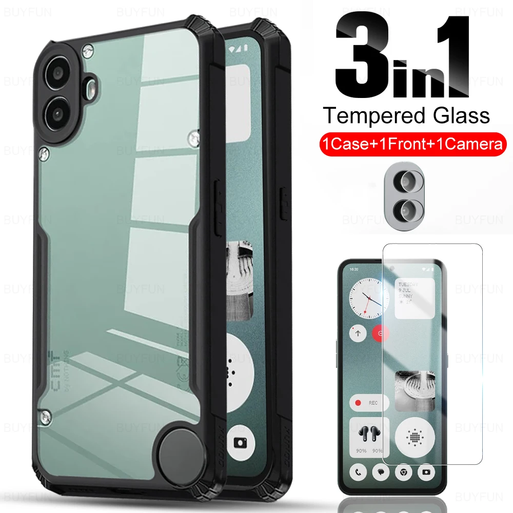 3IN1 Case For Nothing CMF Phone 1 6.67 inches Tempered Glass & Lens Protector Acrylic Phone Shell CMFPhone1 Phone1 One PhoneOne