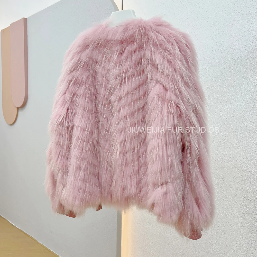 2026 Winter New Fur Strip Sewed Together Short Style Thin Raccoon Fur Fox Fur Coat Young Women's Coat
