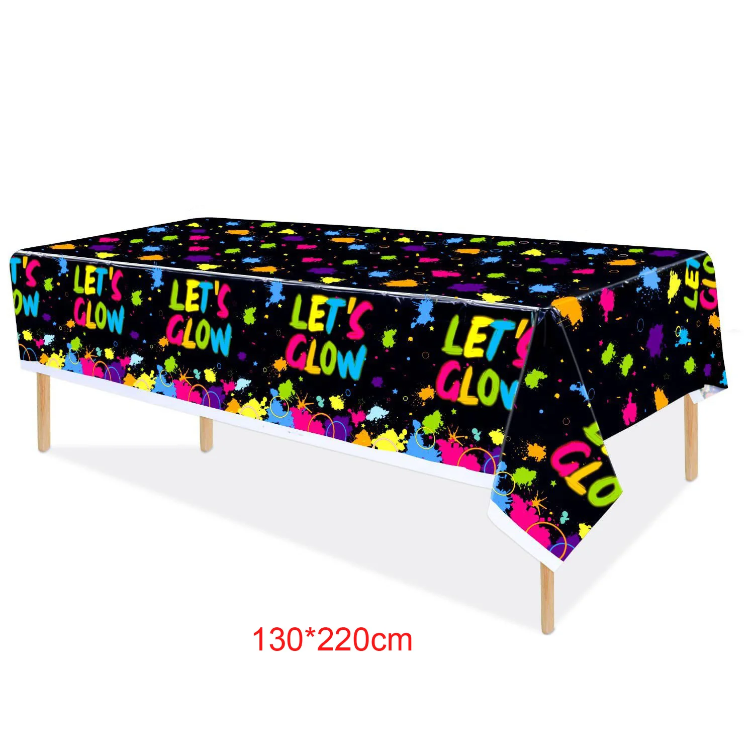 Neon Glowing Theme Party Disposable Tableware Tablecloth Happy Birthday Party Decoration Kids Boy Girl Paper Plates Cups Napkin