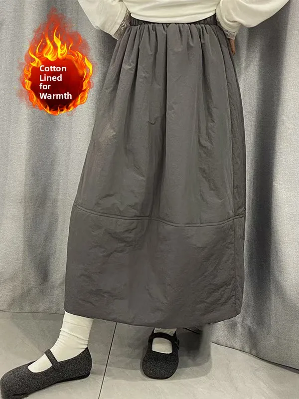 Thiened coton chaud taille élastique f jupe grande taille femmes ample minceur a-ligne jupe automne hiver Faion trajet