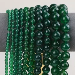 Natural Green Agate Stone Beads 4-12mm Round Loose Spacer Beads For DIY Jewelry Making Bracelets Necklaces Earrings Accessories