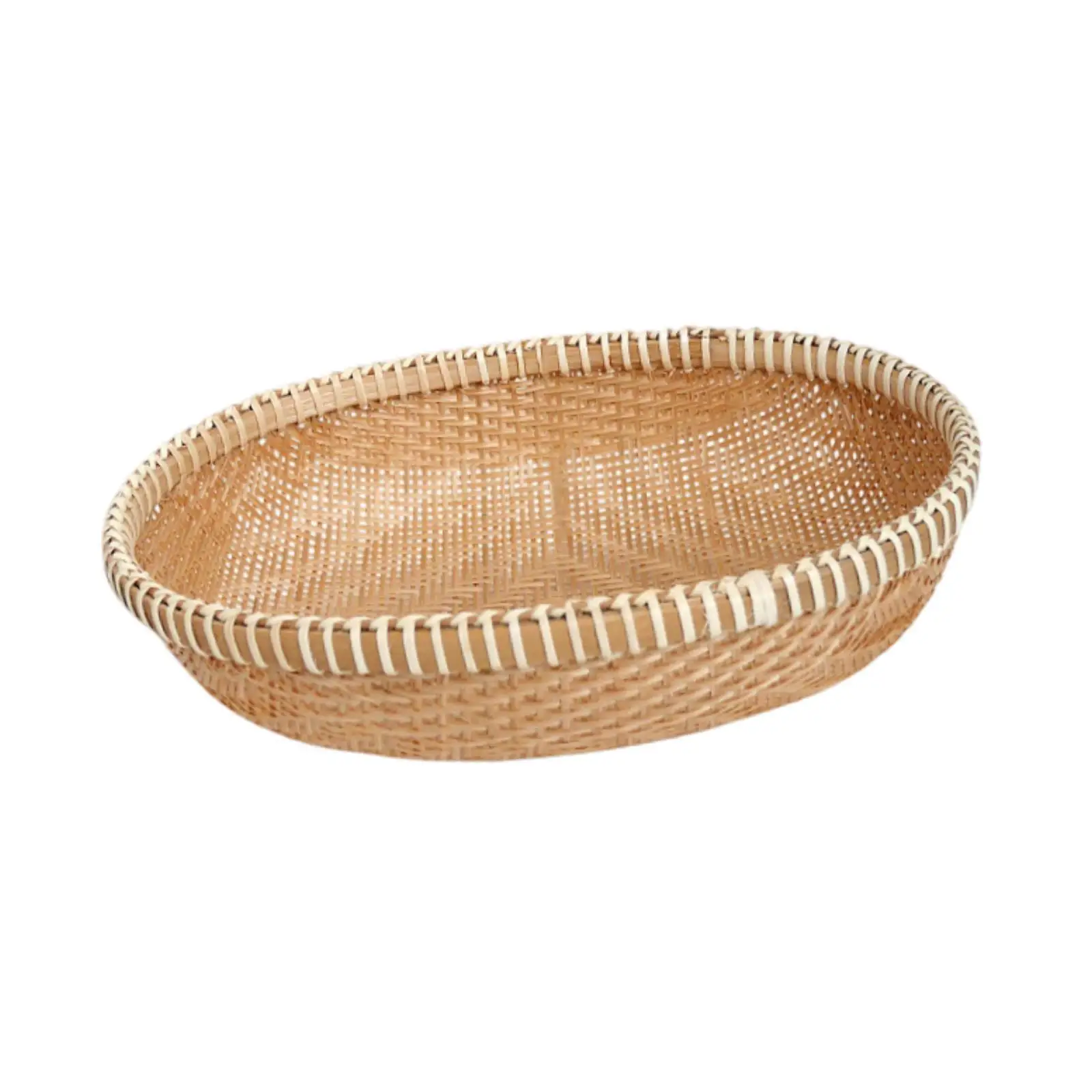 Panier à pain ovale plat rustique empilable tressé à la main, organisateur de collations, panier de service alimentaire pour hôtel, cuisine, ferme