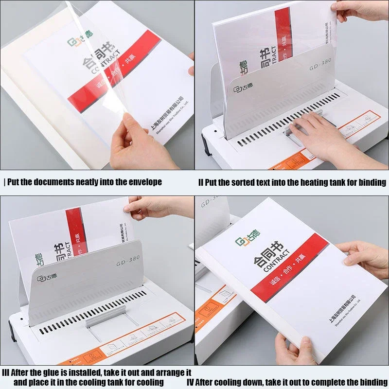 Carpeta de pegamento para cubierta de libro GD380 A4, máquina de encuadernación eléctrica de fusión en caliente de 220V/100W, máquina de encuadernación de pegamento inalámbrica DIY