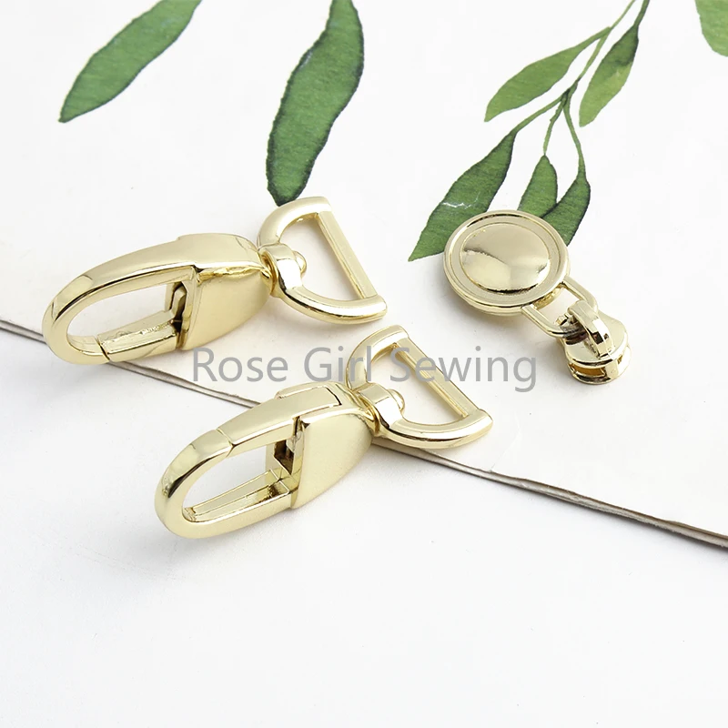 1/3/5Sets Light gold Metal Decorative Locks For Handbag Bags Tote Eyelets Swivel Snap Hook Hanger Connector Buckles Accessories