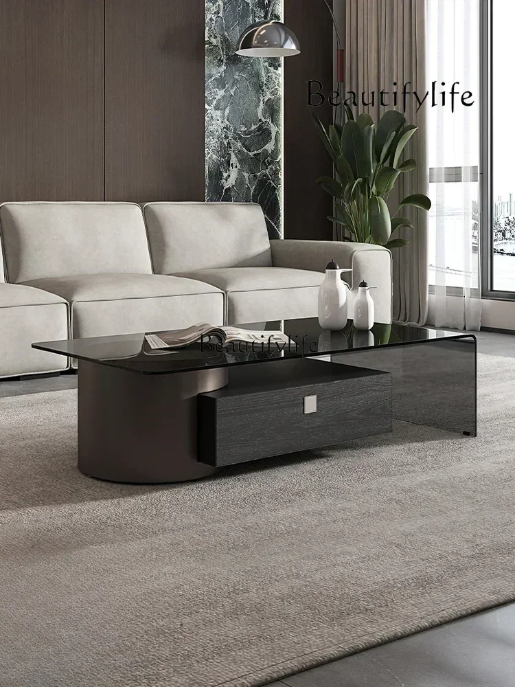 

0 Nordic Antique Style Household Minimalist Tempered Glass Retractable Tea Table