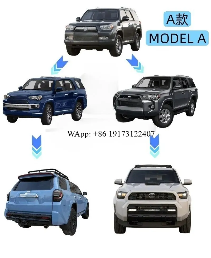 

Car Bumper Body Kit for 4 Runner 2010-2014 Old to New 2025 Style Model A,with Hood,fenders,lights