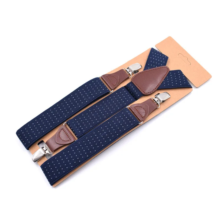Tirantes de cuero para Hombre, Suspensorio para adultos, a la moda Suspensorio, 3 Clips