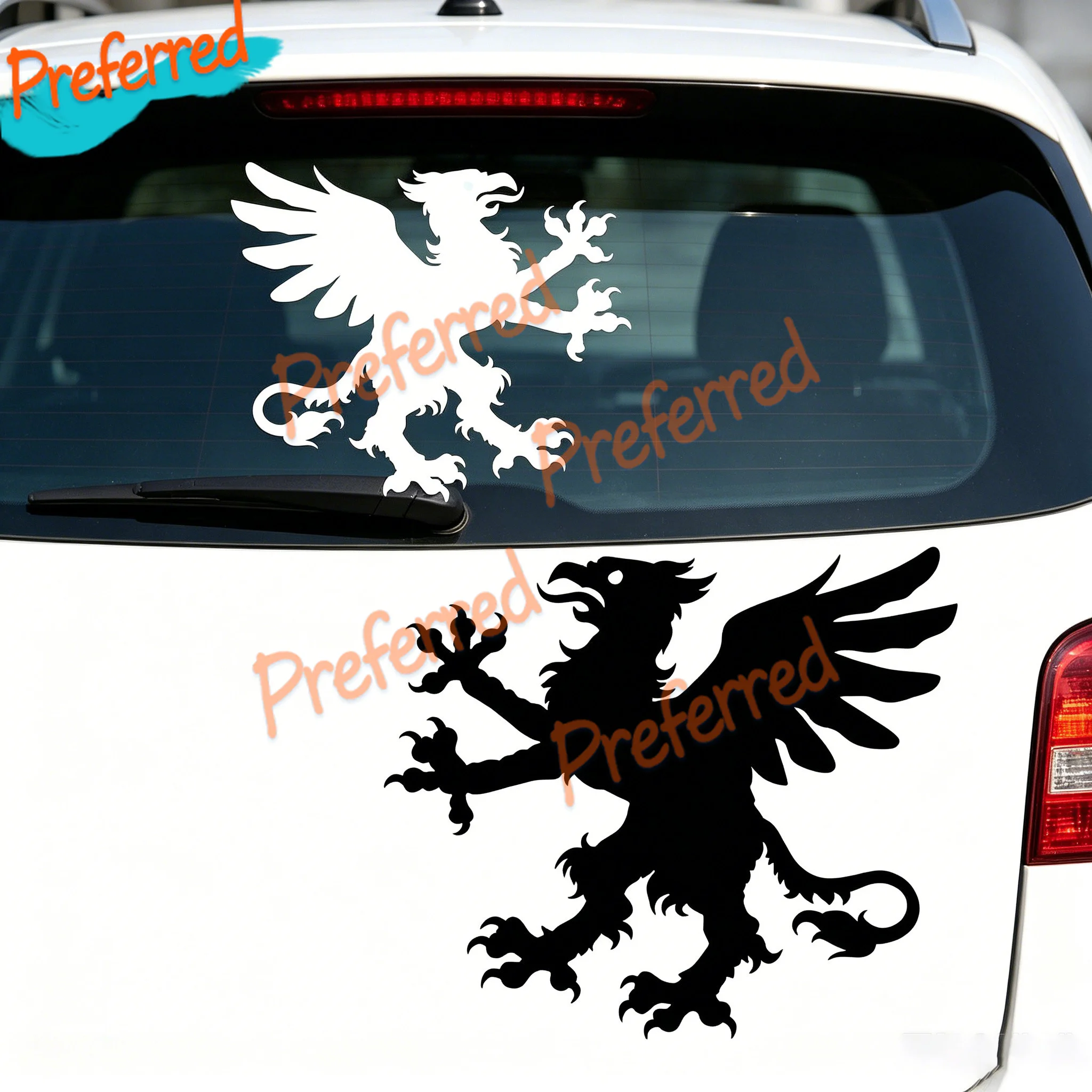 2x Heraldic Griffin Vinyl Decal Stickers - Heraldry Lion Eagle Emblem Customizable in Any Sticker Size - No Background