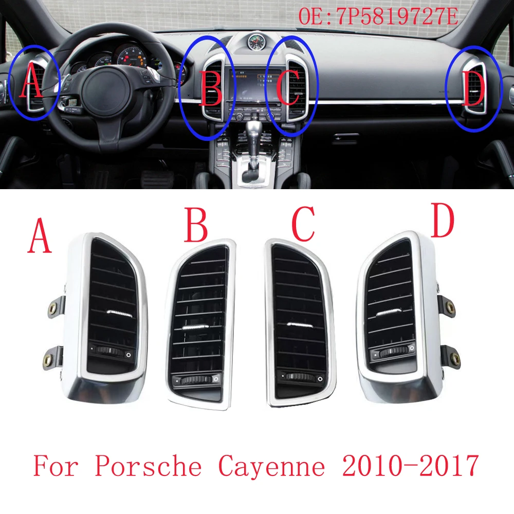 

HUIYAN Front Left Right Rear Air Conditioning AC Vent Outlet Grille Complete Assembly For Porsche Cayenne 2010-2017 7P5819727E