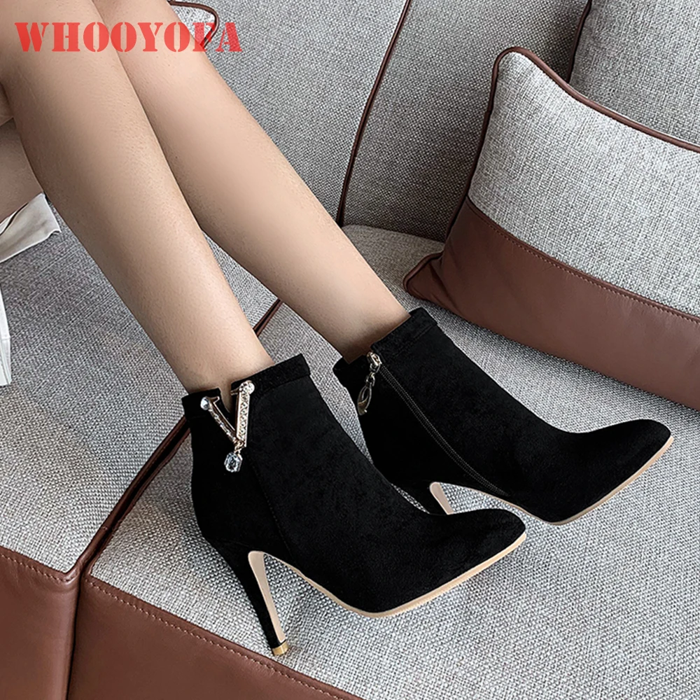 

Новые весенние модные серо-черные женские ботильоны на высоком каблуке-шпильке, свадебные туфли для женщин, большие и маленькие размеры 11, 32, 43, 46, 48