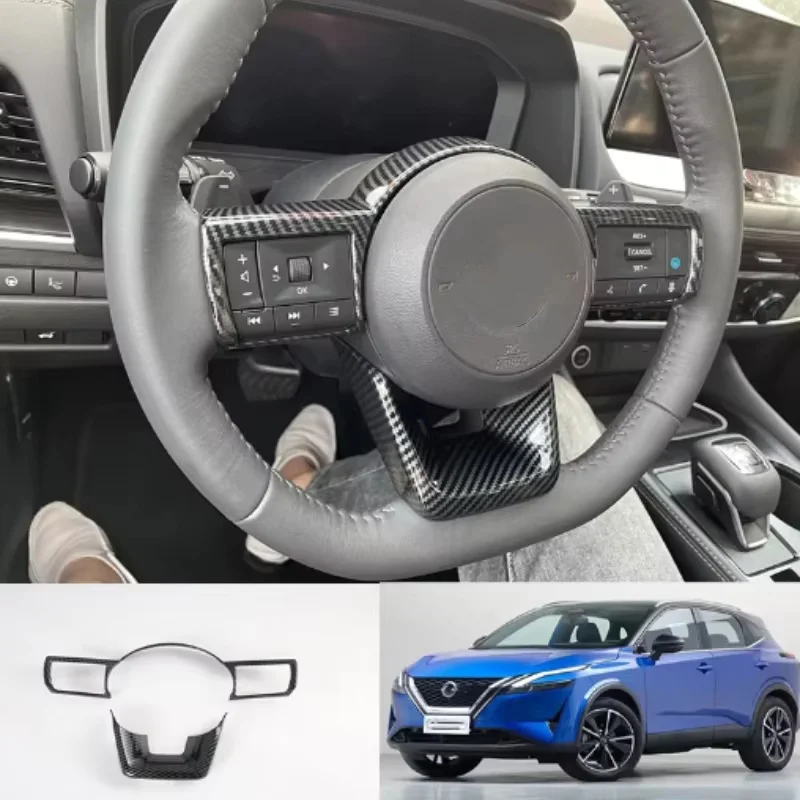 

Fit For Nissan Qashqai J12 2023 2024 Car Steering Wheel Switch Panel Cover Steering Wheel Cover Trim ABS Carbon Car Accessories