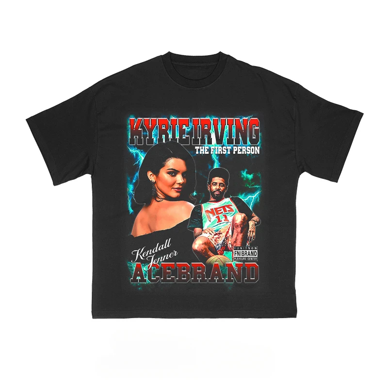 

2025 Kendall Jenna Owen Printed Short Sleeve Loose Wash To Make Old Basketball T-shirt American Star Blazer