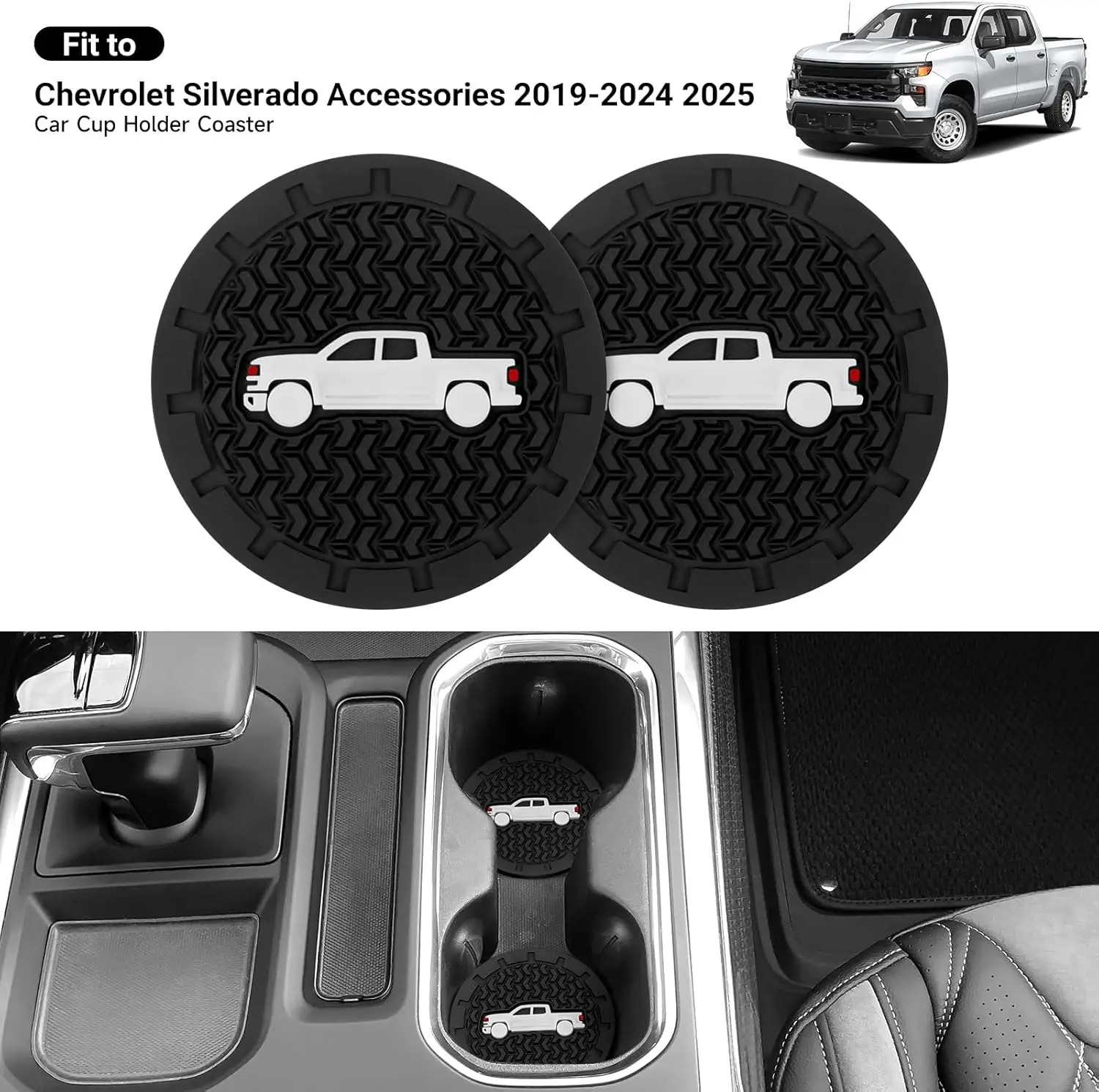 

2 Packs Car Cup Holder Coaster for 2021 2022 2023 2024 2025 Ford F150 Silicone Non-Slip Cup Holder Coasters Interior Accessories