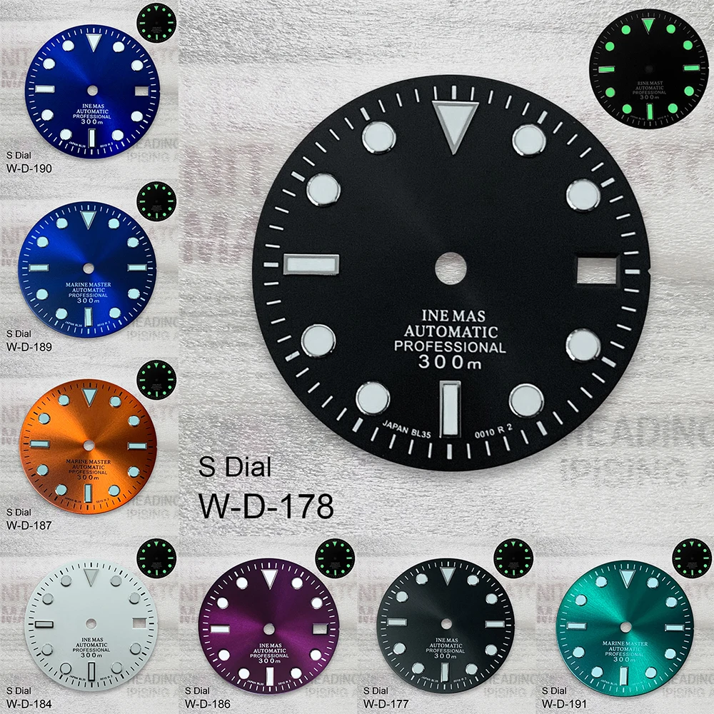 

28.5mm S Logo SUB Dial Fit NH35/NH36/4R/7S Movement Green Luminous High Quality Sunray Dial Watch Modification Accessories