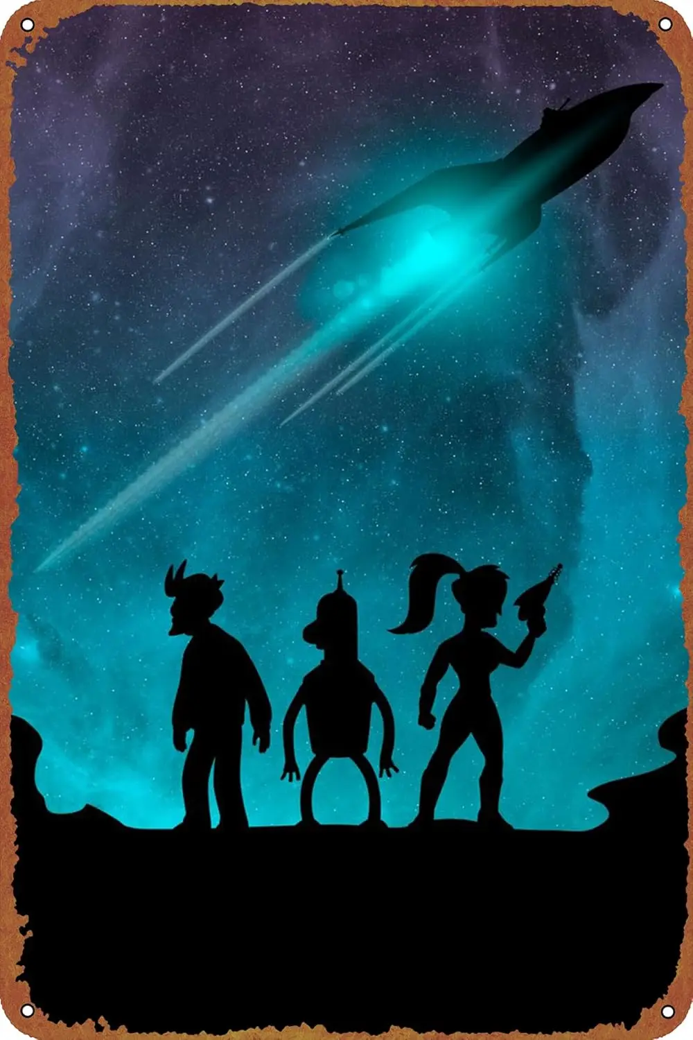 1p,Futurama Poster Metal Sign Tin Metal Retro Wall Decor for Home,Street,Gate,Bars,Club