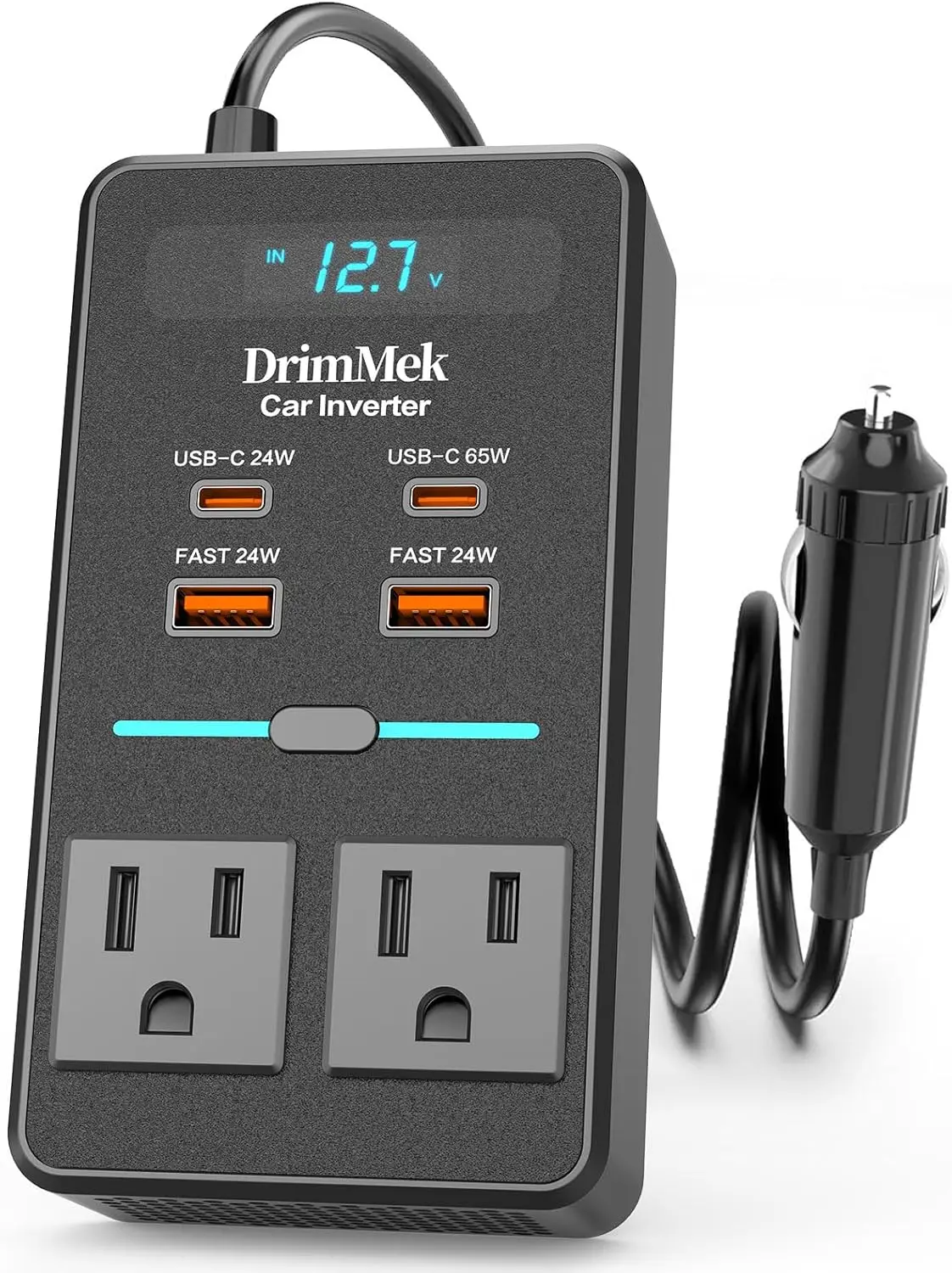 

Автомобильный инвертор мощностью 300 Вт, переменный ток от 12 В до 110 В со светодиодным дисплеем и быстрой зарядкой USB-C