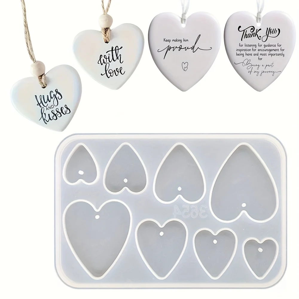 

1pc 8-Cavity Heart Pendant Mold - Non-Stick Jewelry Making Mold with Rounded Edges, for DIY Earrings, Pendants, Keychains