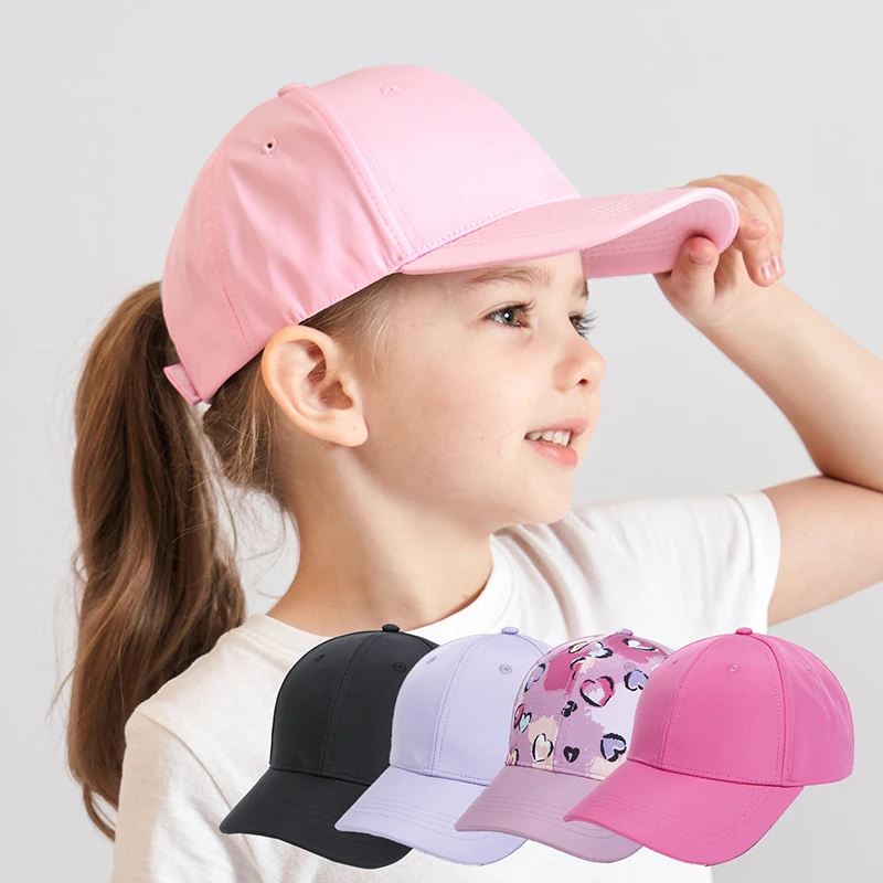 

Summer Kids Boy Hat Sun Hats Baseball Caps Adjustable Solid Color Print Travel Caps Baby Children Peaked Caps Hat High Ponytail