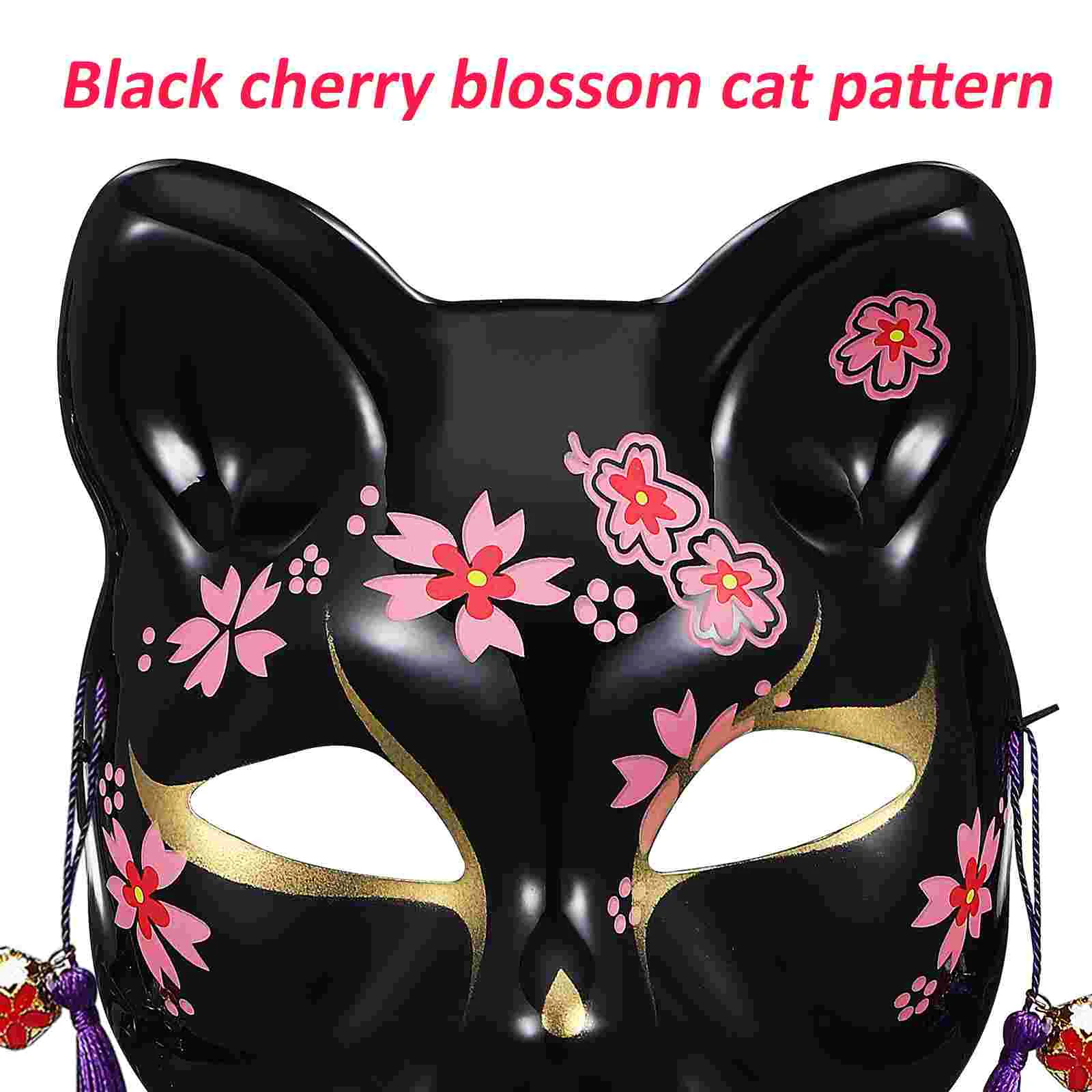 2 peças máscara de raposa de máscaras para mulheres preto sakura gato conjunto de 2 peças as máscaras de plástico