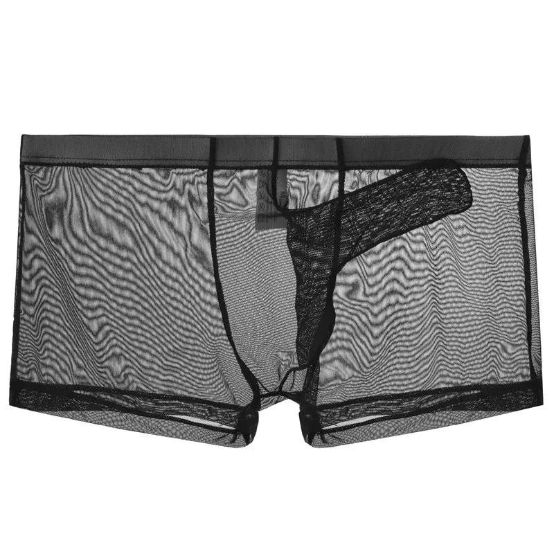 Men's Boxers Underwear Ultra-Thin Mesh Breathable Panties Elephant Nose Close Sheath Underpants Transparent Lingerie Briefs