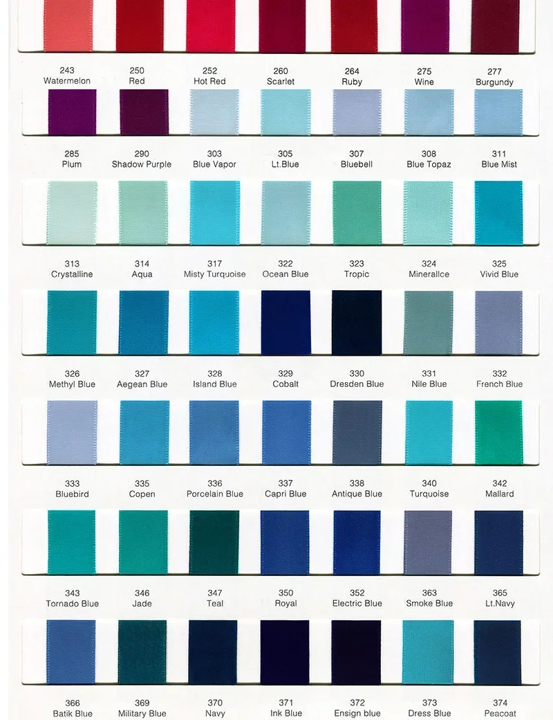 Sample Book - 84Colors Satin Ribbon / 196Colors Satin Ribbon / 196Colors Grosgrain Ribbon