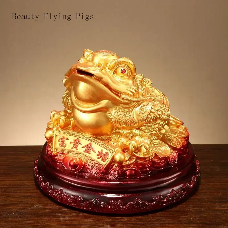 1 Pc Resin Lucky Golden Toad Ornament Decorations of Living Room TV Cabinet Opening and Housewarming Gifts Craft Ornaments