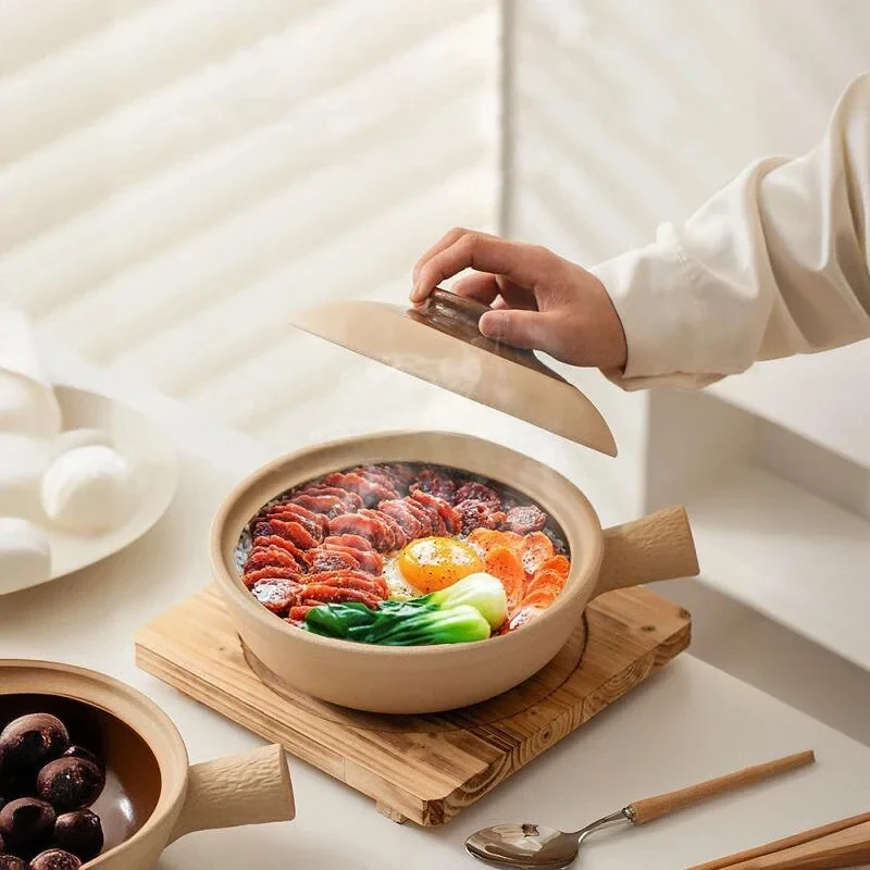 Single Handle Old-Fashioned Clay Commercial High-Temperature Resistant Sand Pot Hong Kong Style Little Pan Rice Casserole