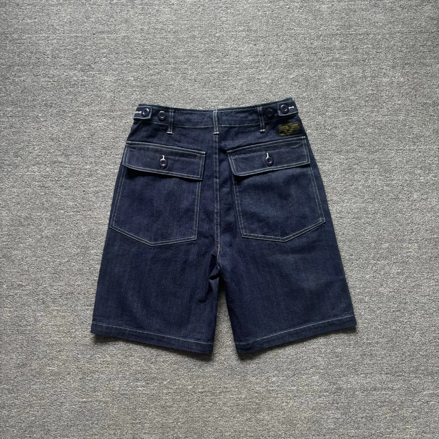 Summer original color denim shorts men's open-stitch workwear large pockets loose straight casual versatile five-quarter pants