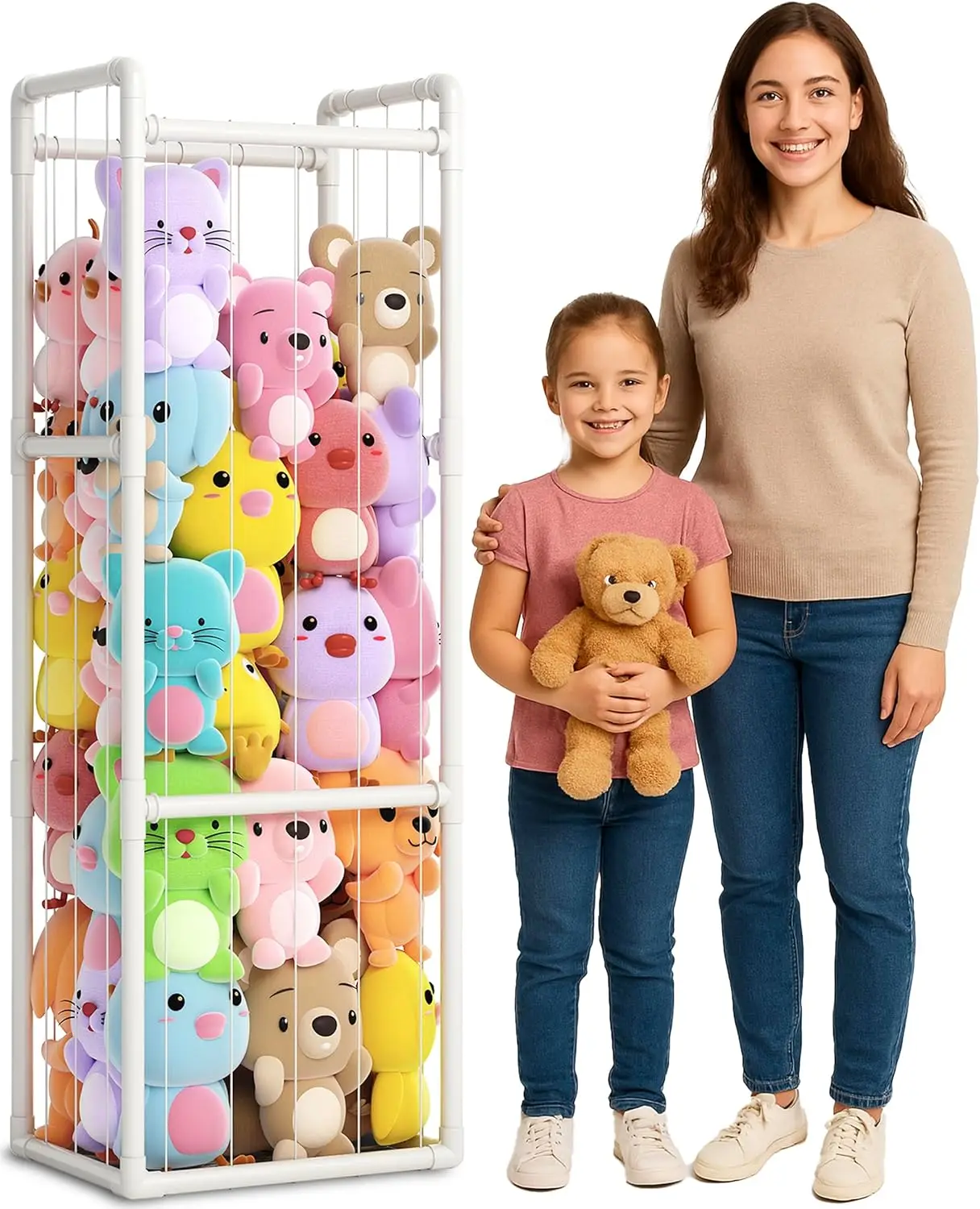 

Large Plush Toy Organizer - Holds 150+ Stuffed Animals, 45lb Capacity, Easy Setup Saves Space