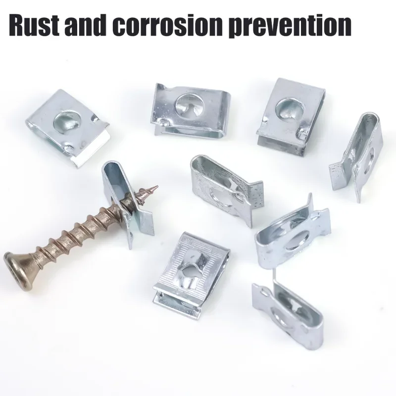 Metal U-clips for M4 and M5 Screws Car Bumper Fender Trim Panel Fastener U-shaped Self Tapping Screws Clamp Parts