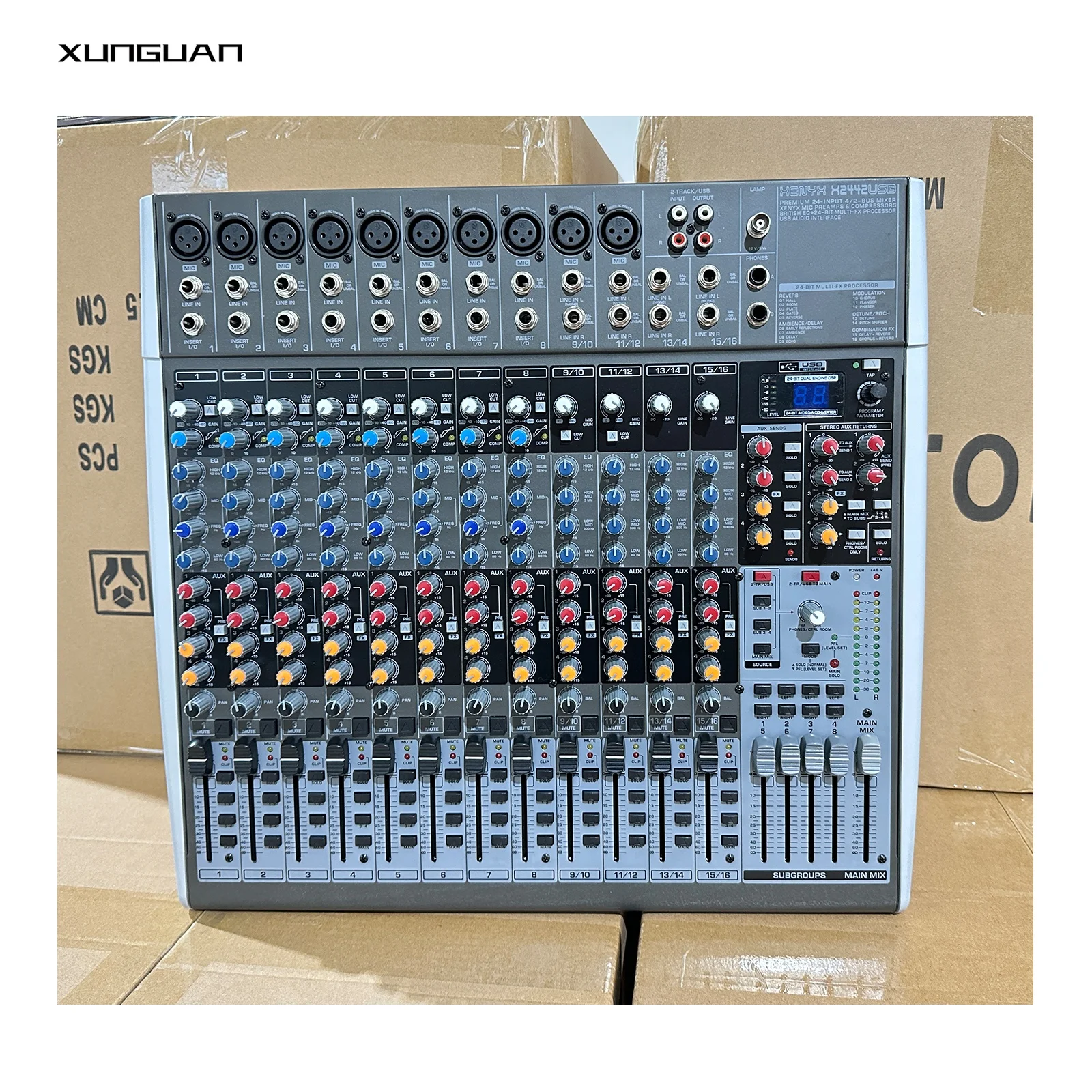 

X2442USB Premium 24-Input 4/2-Bus Mixer with Mic Preamps/Compressors/British EQ 24-Bit Multi-FX Processor USB/Audio Interface