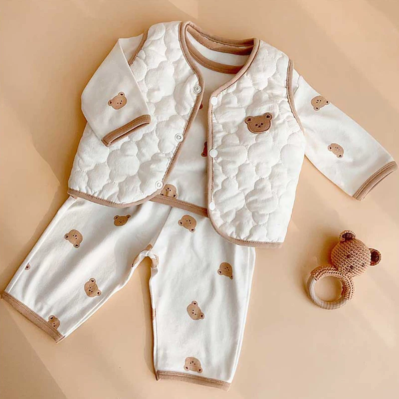 2Pcs Autumn Baby Clothes Set Bear Bunny Toddler Tops Pants Home Kids Loungewear Baby Outfit Suit Children Boys Girls Clothing