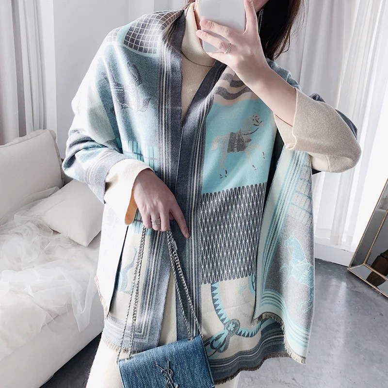 2023 Winter Cashmere Scarf Lady Design Luxury Brand Warm Pashmina Blanket Wraps Women Shawl Female Decoration Thick Foulard