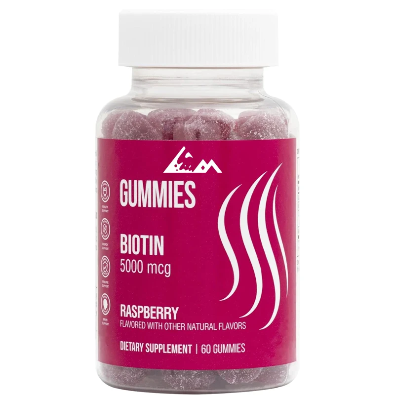 

Gummies Biotin -60 gummies, raspberries - promotes hair, skin, and nail health - vegetarian, gluten free, non GMO