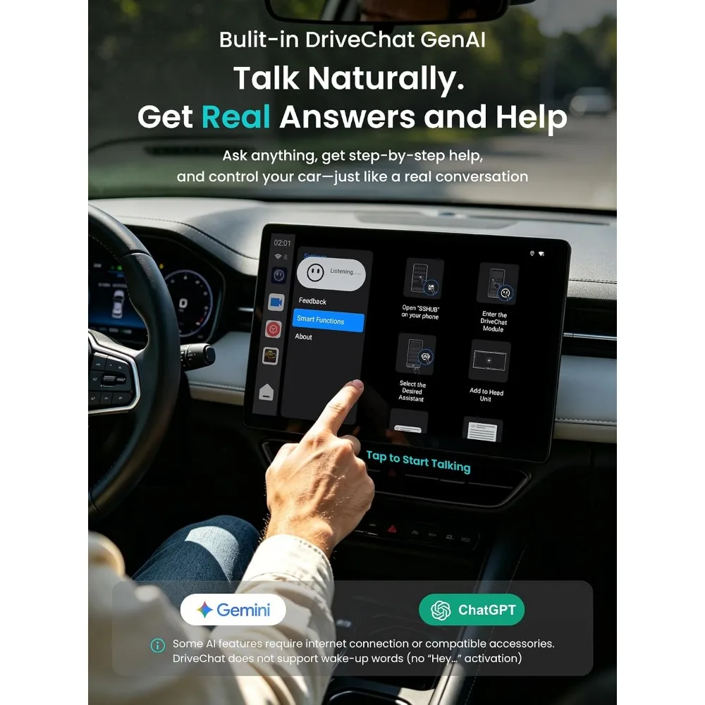 CarPlay/Android Auto Adapter, Netflix/YouTube/TikTok/TF Card, In-Car Entertainment & GPS, Dual Bluetooth view 3